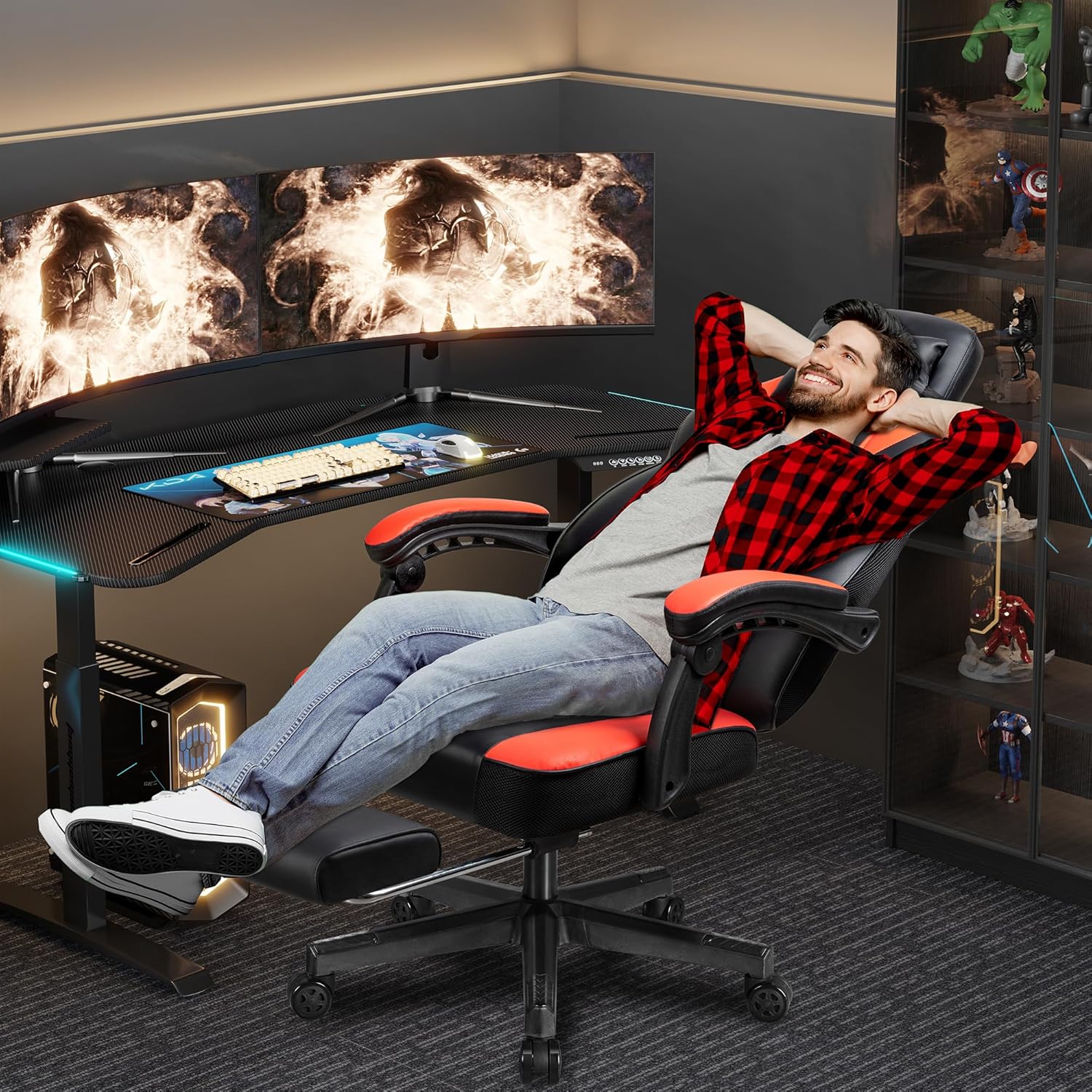 Krzesło gamingowe z podnóżkiem – Massage recenzja i cena